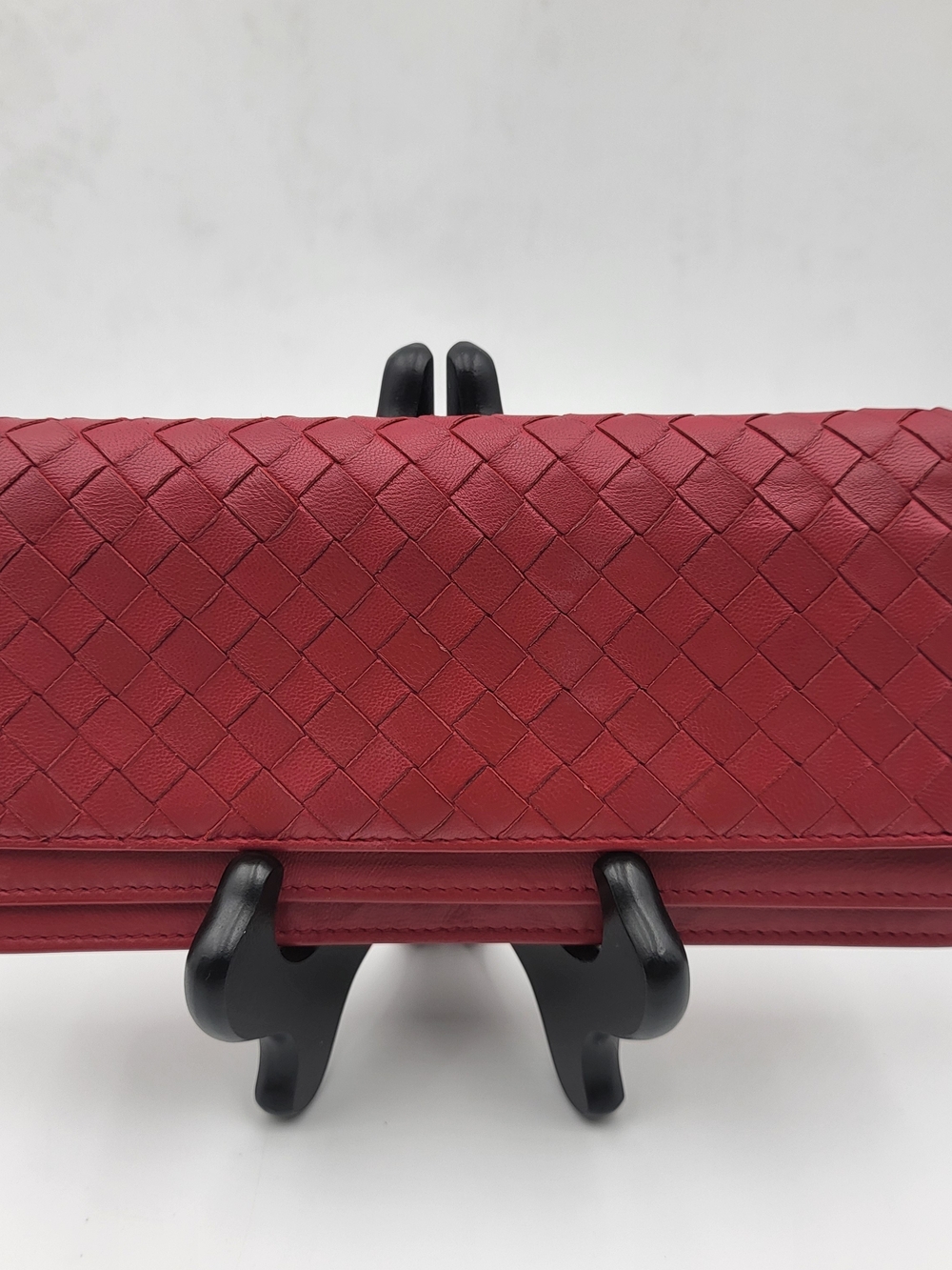 Bottega Veneta Pourpre Intrecciato Woven Double Flap Continental Wallet, Auth...